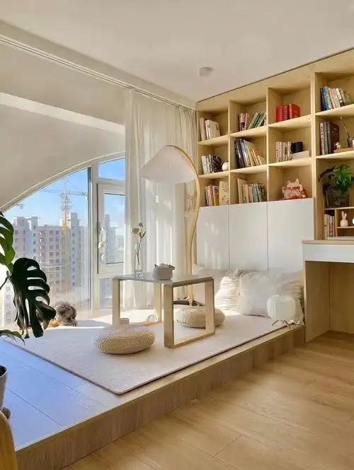 书房地台装修分享~地台的清晨和傍晚非常美··正式步入春天了最温柔