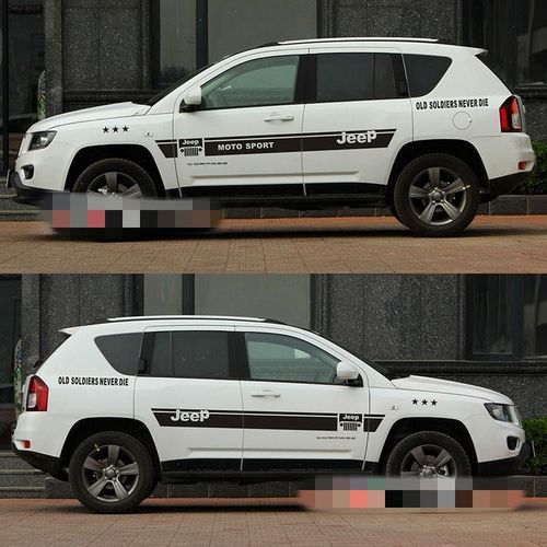 吉普指南者改装车身拉花贴 自由客jeep装饰腰线个性彩条汽车贴纸