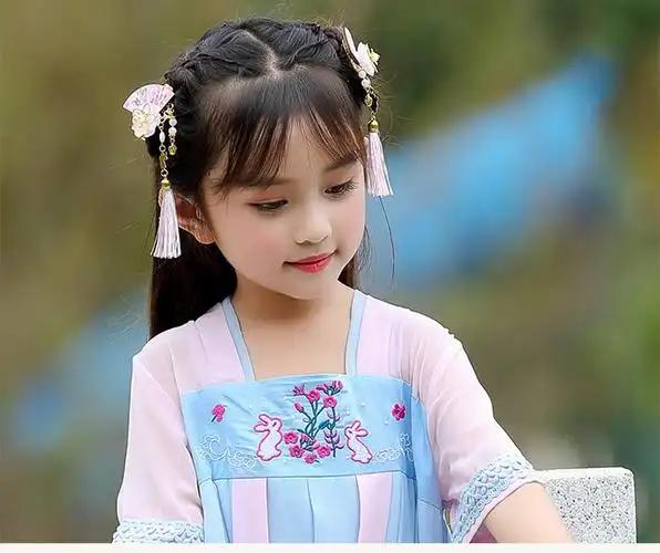 迪鲁奥(diluao)儿童古装头饰步摇流苏超仙公主饰夹古代汉服配饰女童