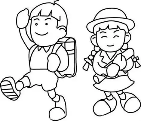 儿童放学的简笔画