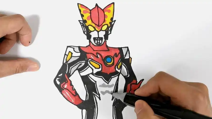 罗索奥特曼跟罗布奥特曼的简笔画