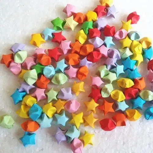 幸运星折纸星星成品糖果色星星成品折叠多彩星星折纸手工星星成品