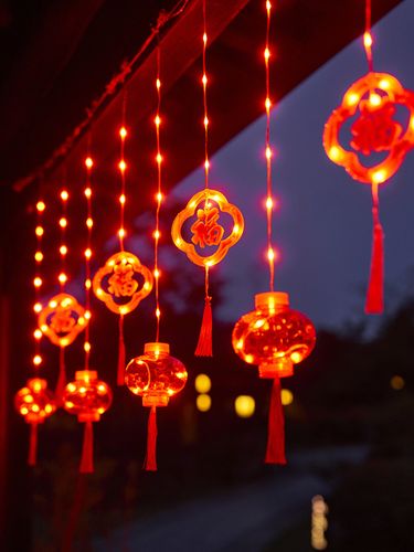 批发过年装饰小彩灯串灯闪灯新年挂饰阳台挂灯春节红灯笼串led福