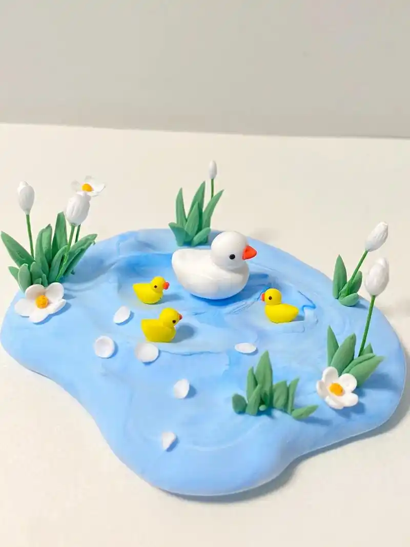 挑战捏100个黏土摆件100|2.春江水暖 鸭妈妈带小鸭子出 - 抖音