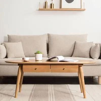 北欧风椭圆小茶几小户型客厅实木家具现代简约日式原木圆形茶几