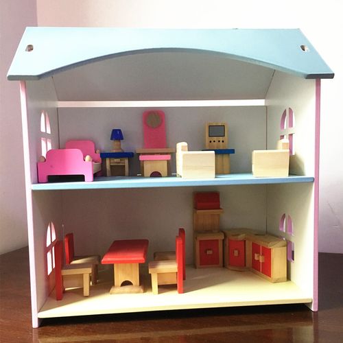 儿童过家家玩具仿真双层小房子别墅家具套装木制娃娃屋生日礼物