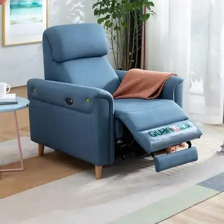 现代简约多功能布艺单椅 usb充电接口 三色可选单人沙发102913b电动
