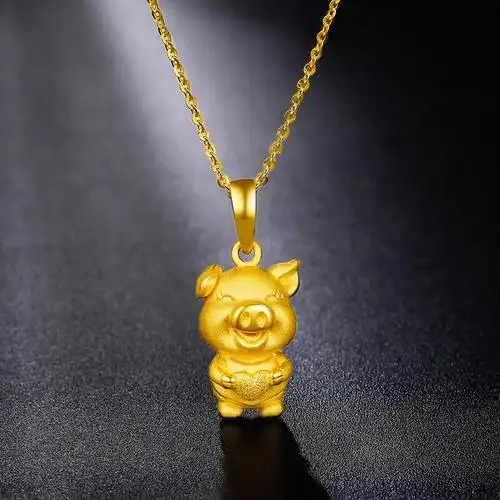 黄金吊坠宝蒂金猪项链本命年生肖女款颈饰