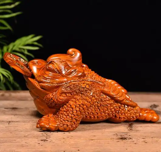花梨木雕金蝉摆件 红木三足金蟾动物蟾蜍家居客厅装饰办木雕礼品