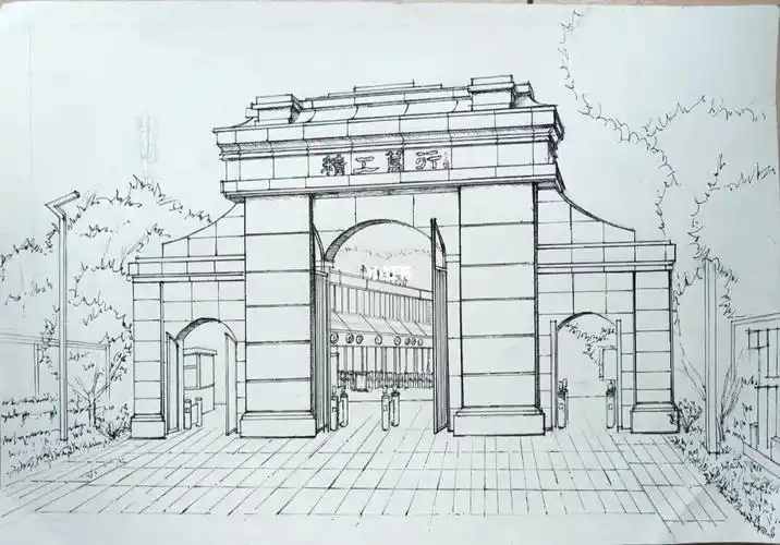 马克笔手绘篇71大学校门