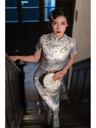 lachapellesport拉夏贝尔改良版年轻款气质少女旗袍长款复古民国优雅