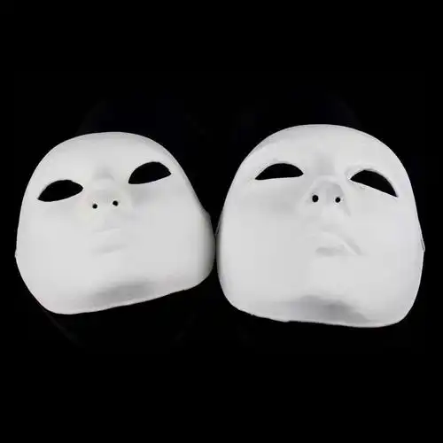 盛泉 纸浆自画手绘面具 男 女款白坯面具 diy纯白 白色面具 加厚
