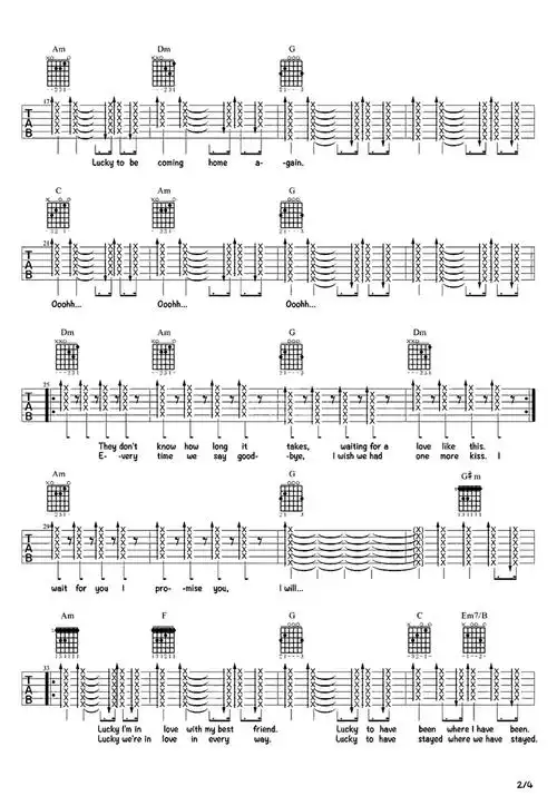 lucky吉他谱