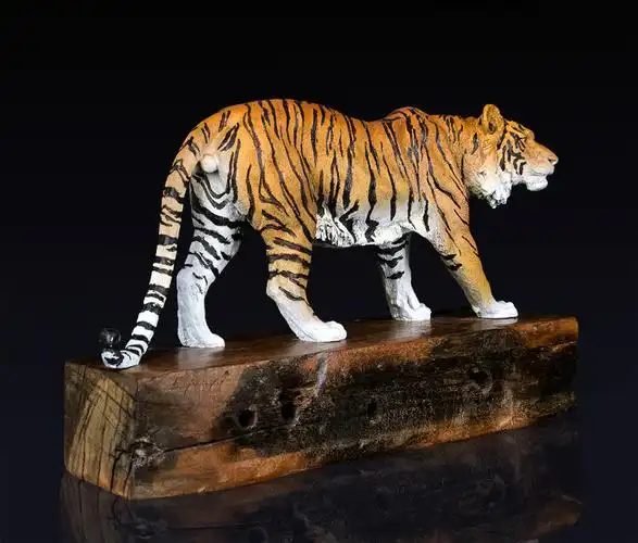 2020上新纯铜老虎摆件虎虎生威仿真老虎工艺品彩绘虎啸山河书房摆件