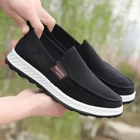 夏季老北京布鞋男透气中年爸爸鞋防滑软底休闲帆布鞋男懒人一脚蹬