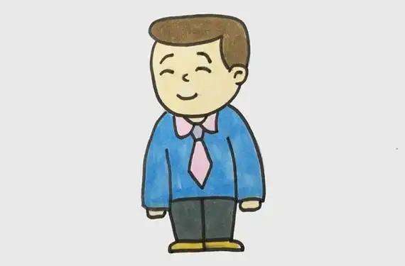 画一个简单的爸爸爸爸简笔画彩色画法步骤图解教程