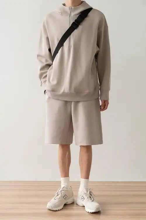 libertykostume夏季短裤高街头fog宽松休闲五分中卫裤男 澄茄子黑