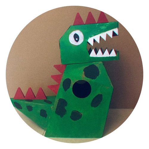 霸王龙涂鸦纸箱纸板折纸抖音可穿恐龙幼儿园手工拼图