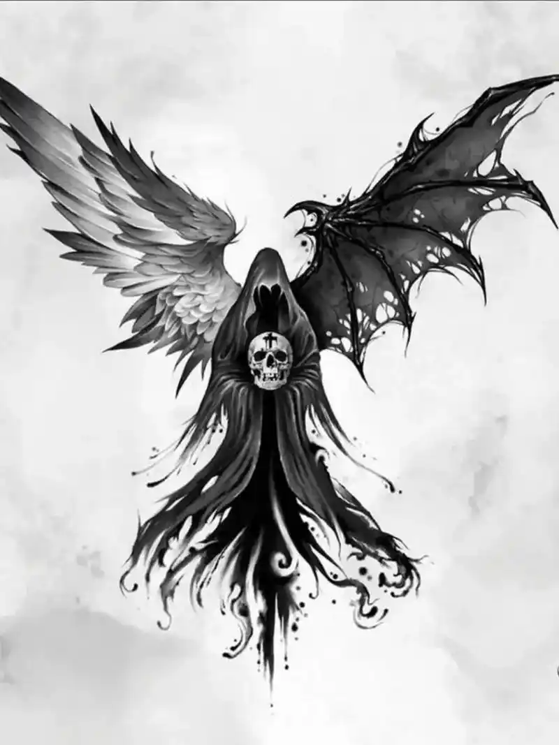 恶魔与天使 经典欧美纹身素材 暗黑纹身