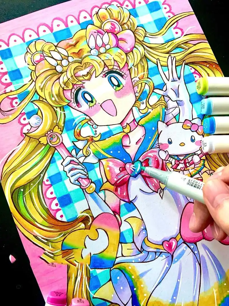 【马克笔手绘】美少女战士——水兵月~      今日来画张水兵月,颜色