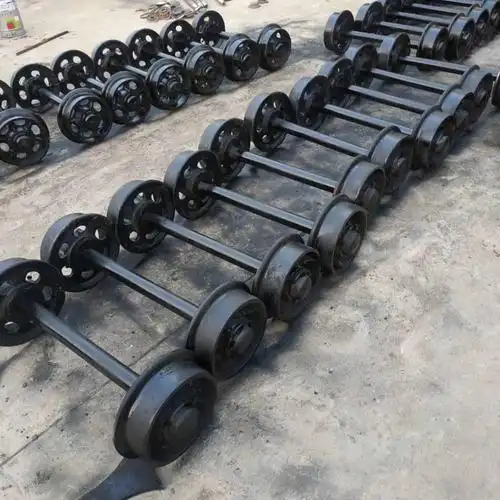 热销优质矿车轮对 铁路施工火车轨道轮钢轨轮 平板车链轮对