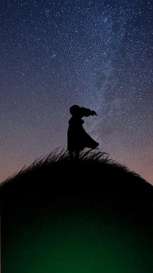 一屏一世界,星空人物剪影ps合成的简单壁纸,简单漂亮