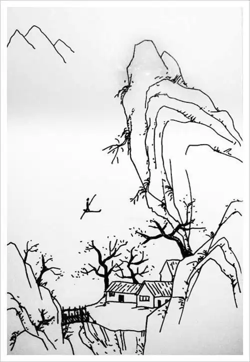 画简笔画素材手绘简笔山水画素材图片关于山水画简笔画绘画大全简笔画