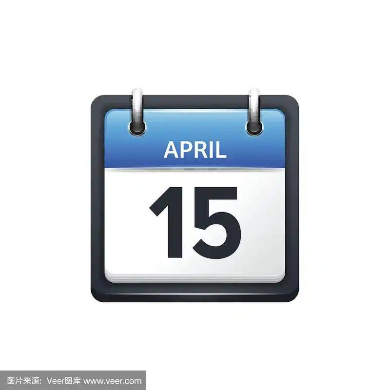 4月15日.日历图标.矢量插图,平面风格.月