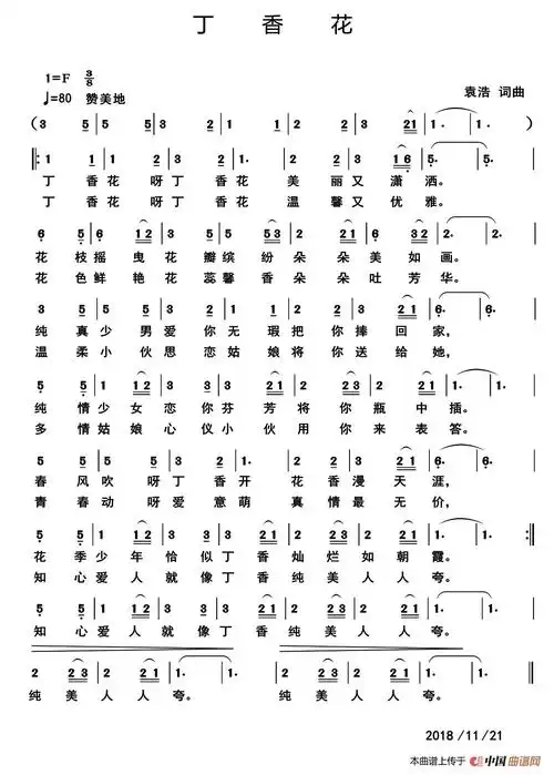 丁香花袁浩词曲