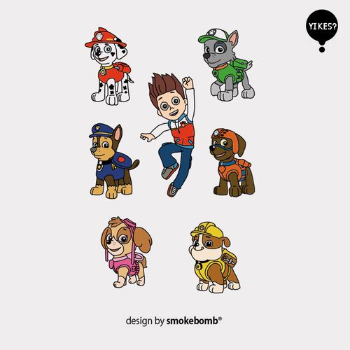smokebomblab kids 儿童卡通 汪汪队狗狗组合毛毛阿奇 纹身贴纸