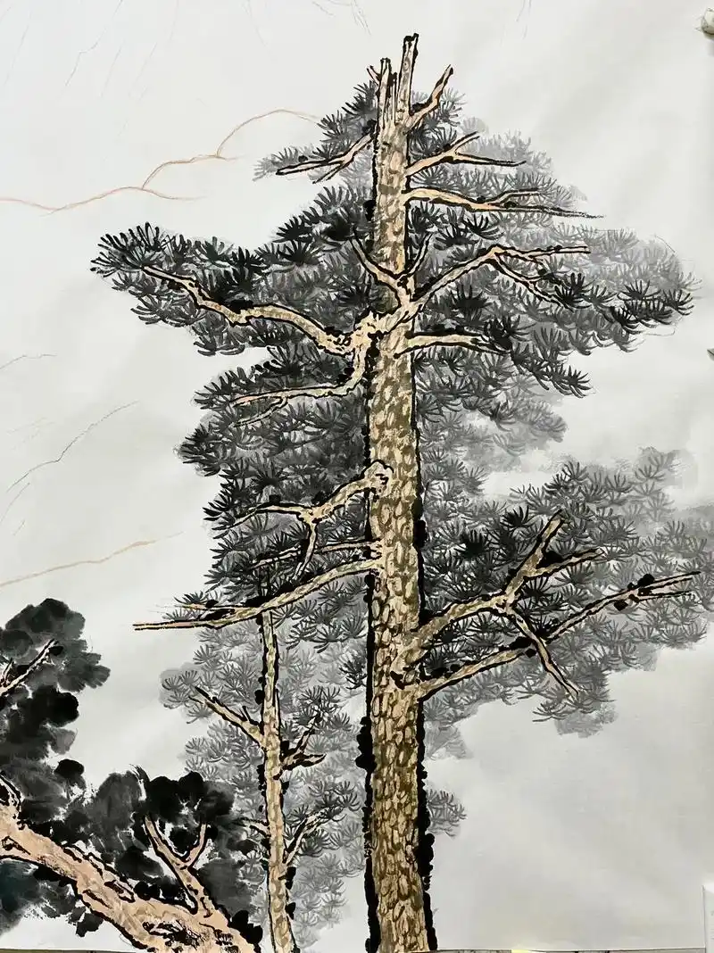 树.#国画山水 #传统文化 #传统山水 #绘画过程分享 #青 - 抖音