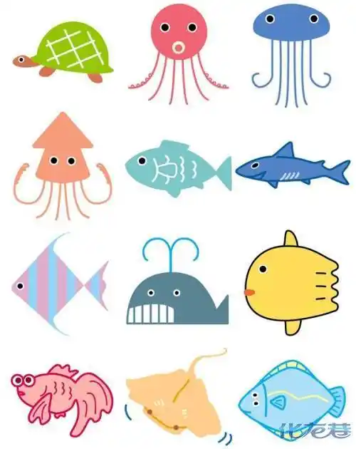 简单好看的鱼儿简笔画 简笔鱼怎么画 - 水彩迷