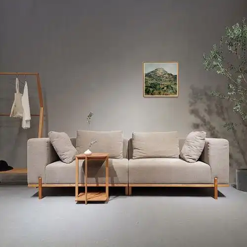 半尺住居/方象沙发/原创设计现代中式日式实木腿沙发布艺真皮定制