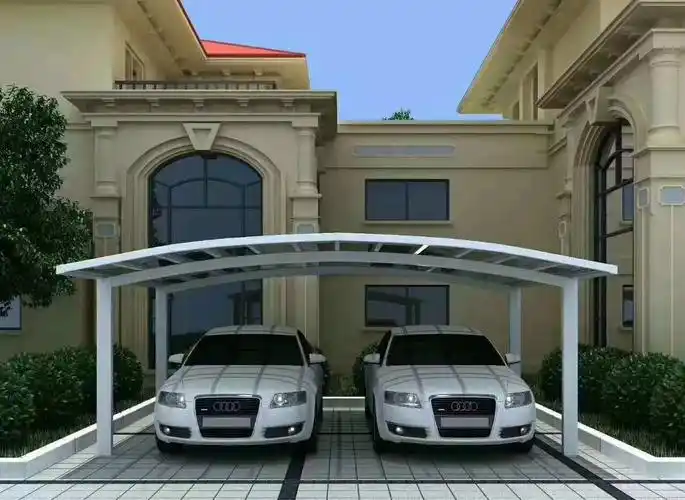 户外汽车车棚蝴蝶型车棚铝合金耐力板车棚单边式车棚