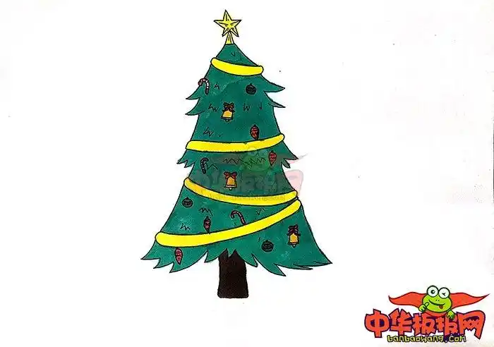 圣诞树怎么画漂亮简单,圣诞树简笔画带颜色的