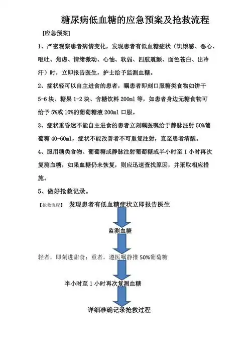 72糖尿病低血糖的应急预案及抢救流程