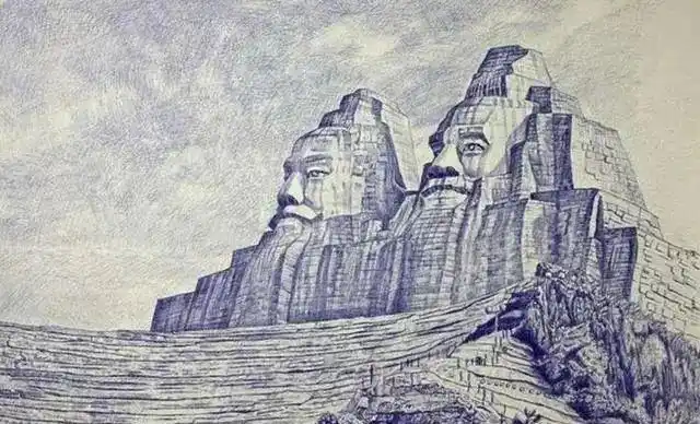 90后画家石信用圆珠笔画炎黄二帝像让人津津乐道