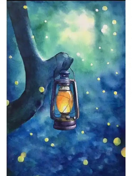 水彩马灯