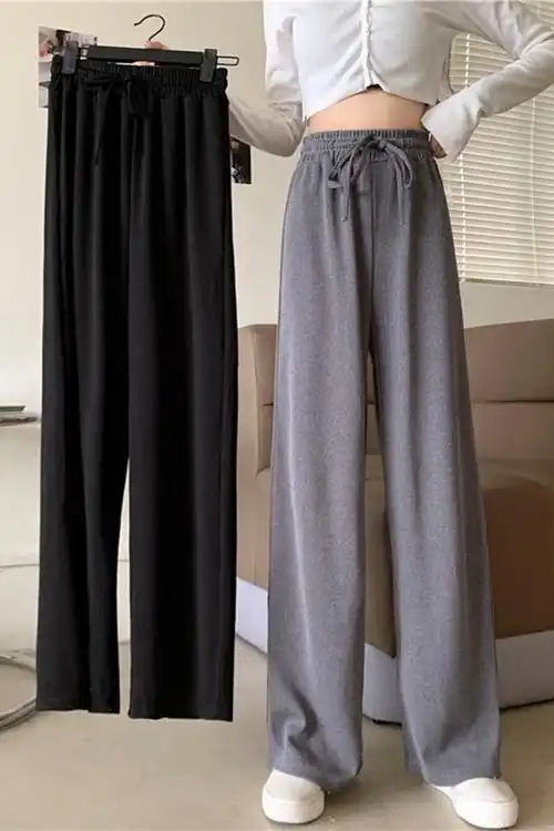 垂感阔腿裤女春夏新款韩版大码高腰显瘦直筒裤百搭宽松休闲长裤子