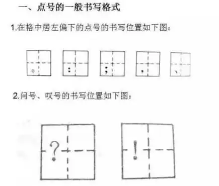 小学阶段必考的标点符号,在田字格里的书写规范!
