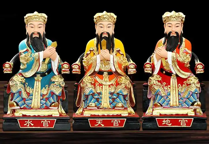 三官大帝神像家用摆件新款三元大帝天官地官水官三官帝君树脂佛像 26