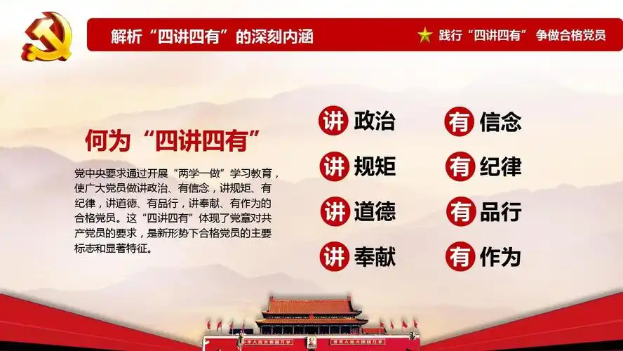 十九大会议精神学习-践行"四讲四有"做合格党员总结--建党政ppt