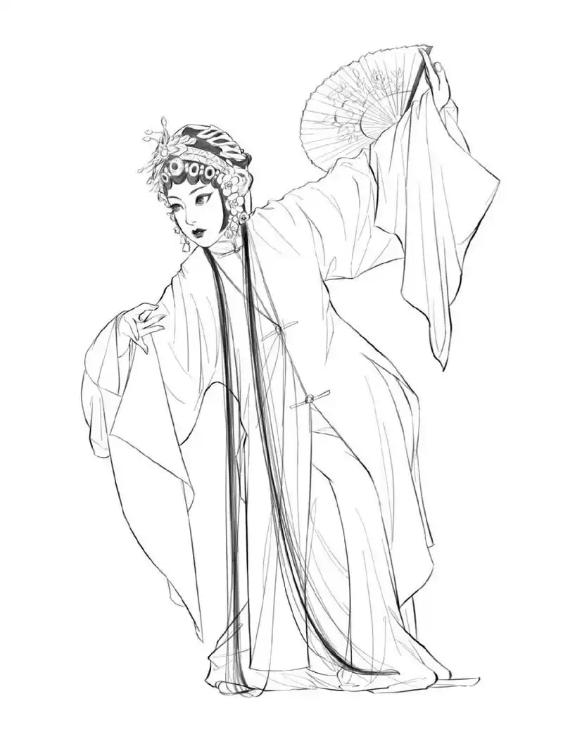 速写|一些戏曲造型(附参考) 戏曲造型,p567是参考照片