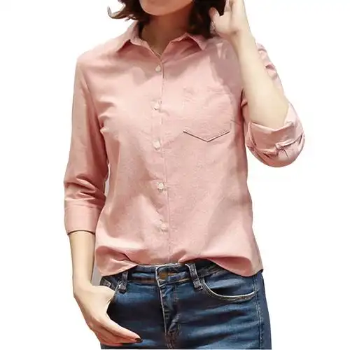 特美帝纯色衬衫女长袖2020春装新款纯棉休闲衬衣chic早秋上衣秋装韩范