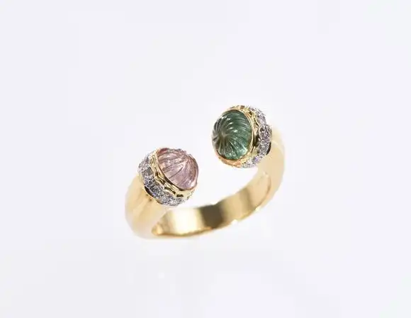 双主石18k金戒指