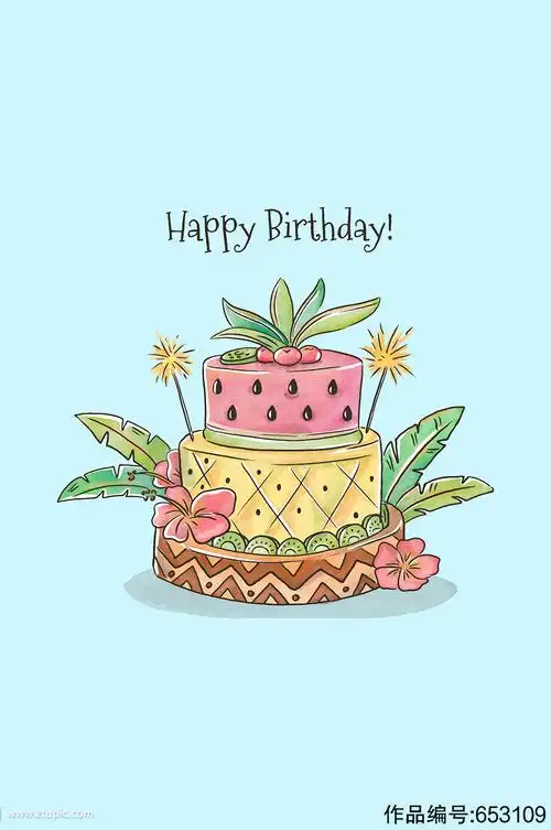 可爱手绘生日蛋糕矢量素材