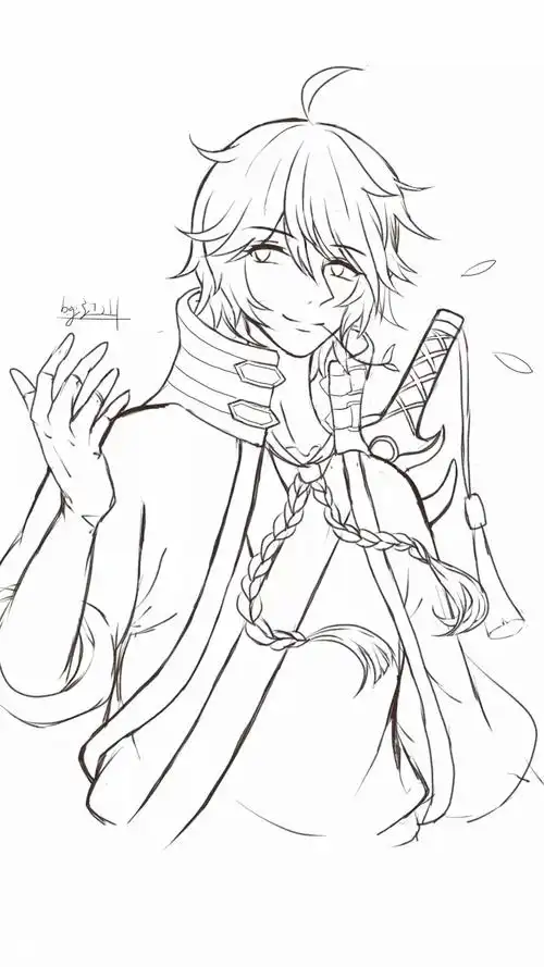 王者荣耀 李白,线稿