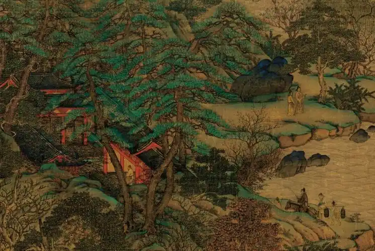 李思训江帆楼阁大青青绿山水中华珍宝馆文创精裱国画