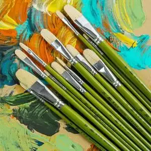 h989莫帕斯油画笔套装圆头水粉笔美术专用圆锋丙烯笔猪鬃硬毛油画排笔