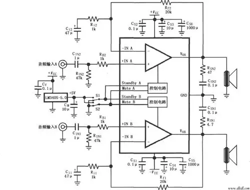 lm47304731的双电源供电音频功率放大电路